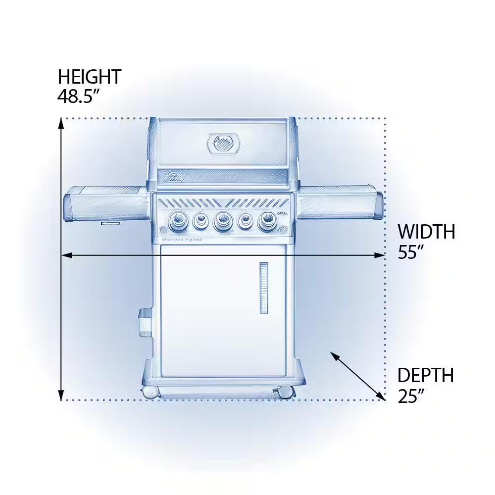 Rogue 3-Burner Natural Gas Grill with Infrared Rear and Side Burners in Stainless Steel