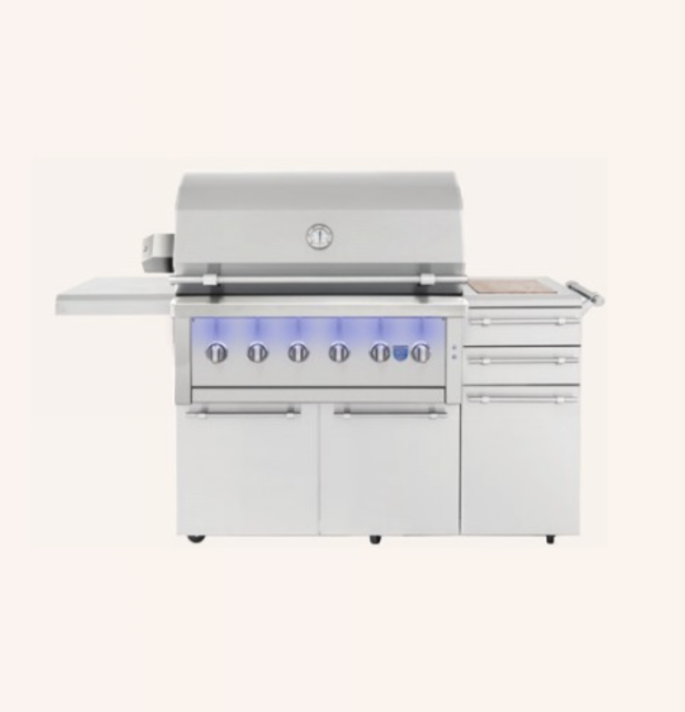 American Made Grills Freestanding Ovation 42-Inch Hybrid Gas / Charcoal / Wood Grill