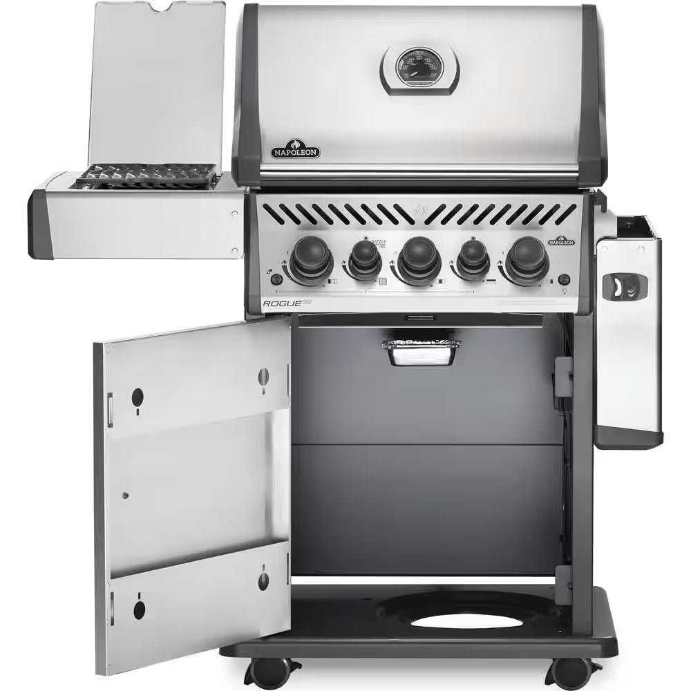 Rogue 3-Burner Natural Gas Grill with Infrared Rear and Side Burners in Stainless Steel