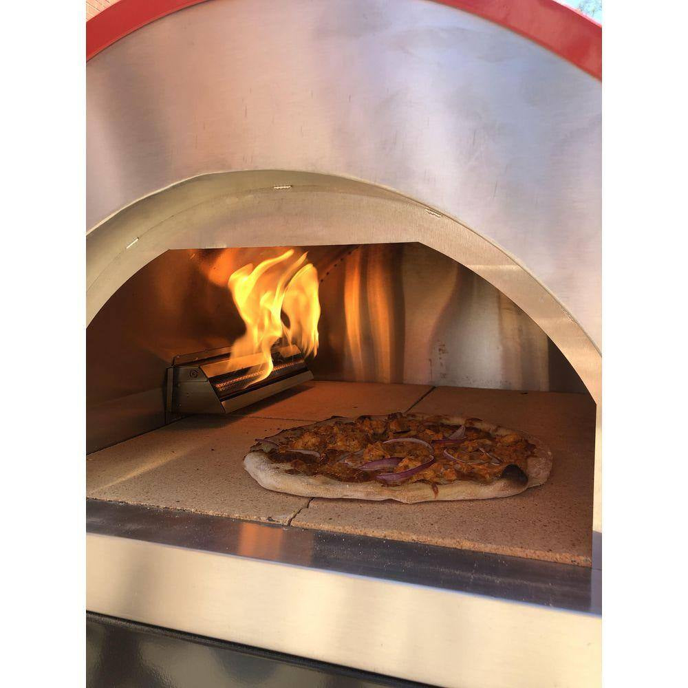 WKE-04WG-RED, 25 In. Multi-Fuel-Wood or Propane, Outdoor Pizza Oven Red, 71 In. W X 27 In. W X 30 In. D Burner Included