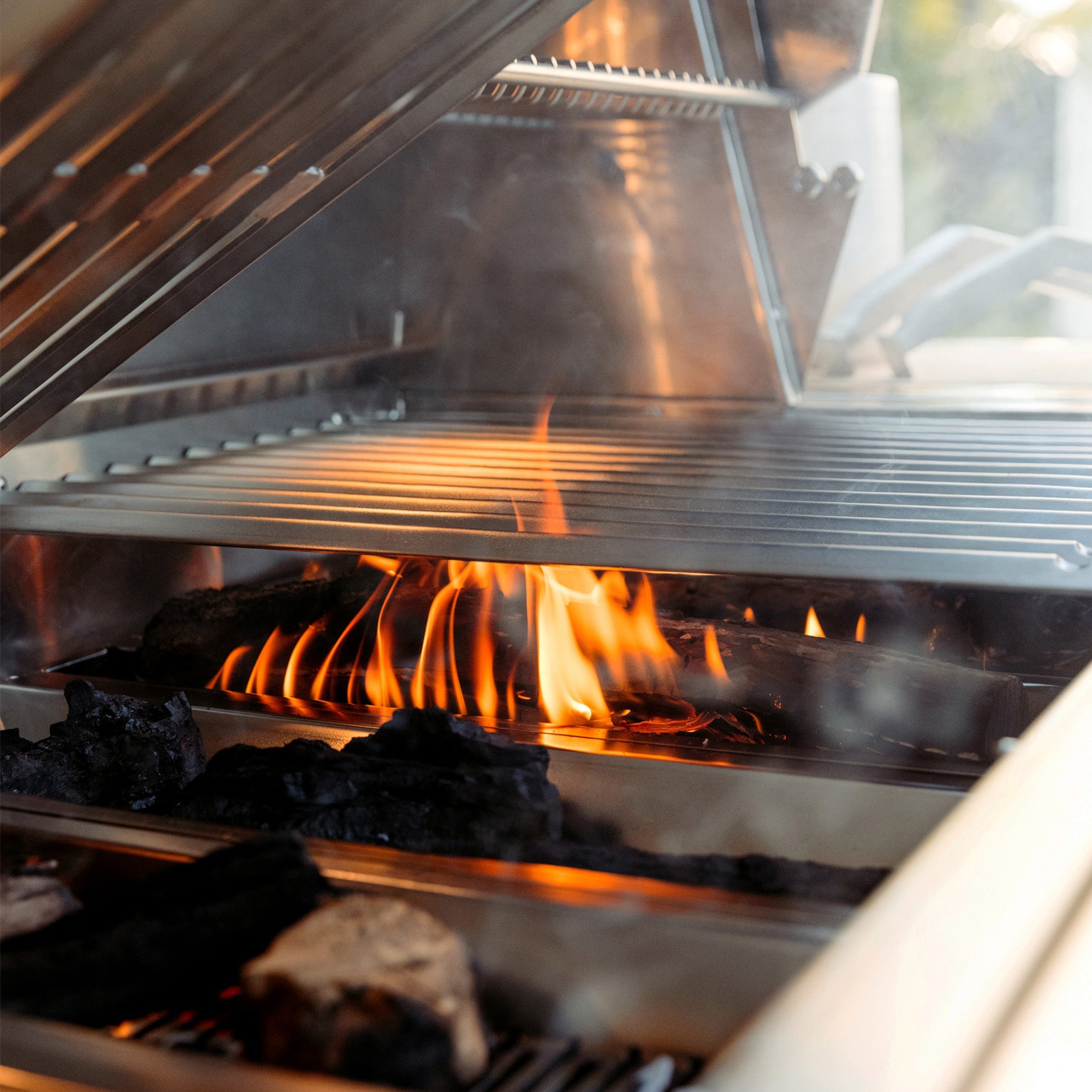 American Made Grills Freestanding Encore 54-Inch Hybrid Gas / Charcoal / Wood Grill