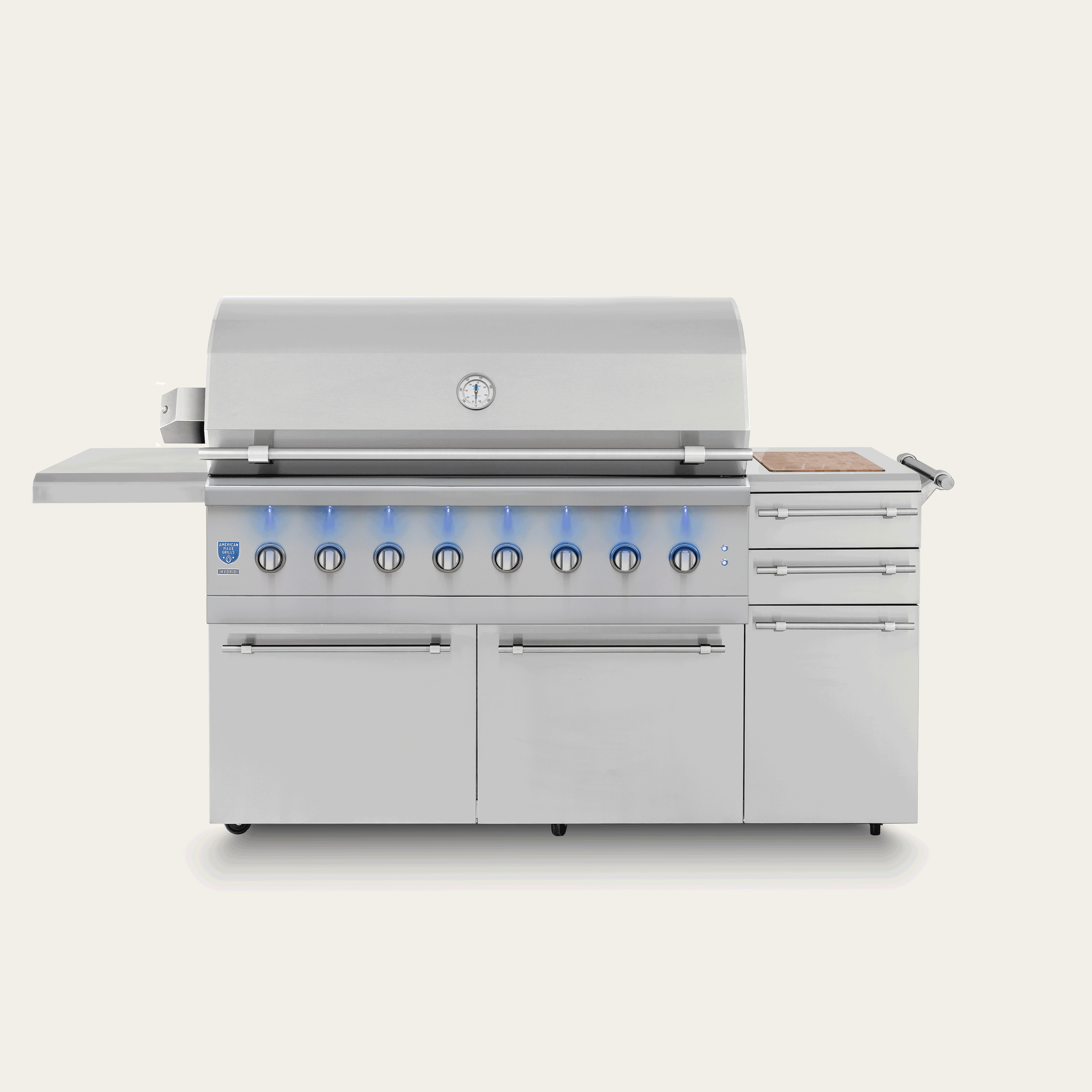 American Made Grills Freestanding Encore 54-Inch Hybrid Gas / Charcoal / Wood Grill