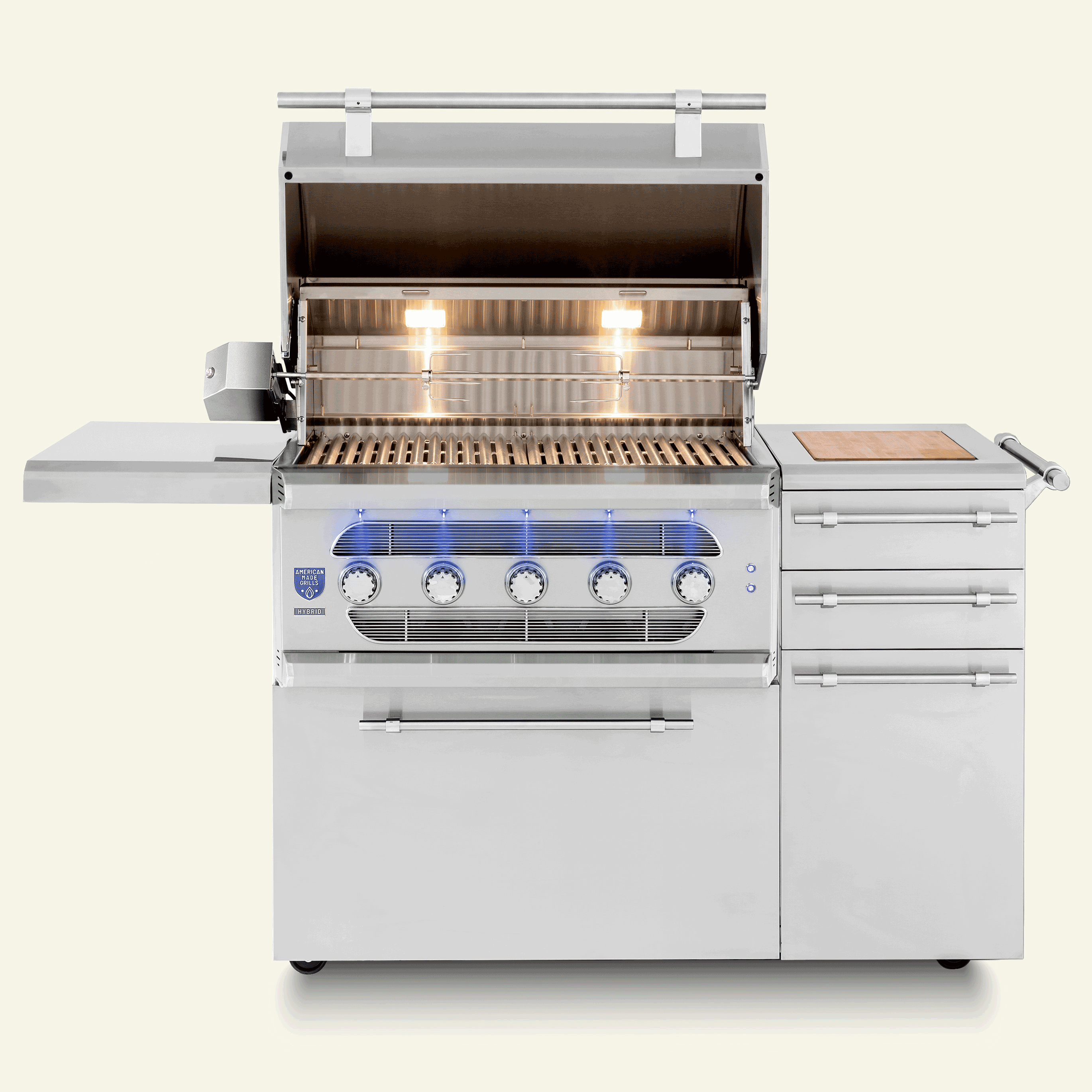 American Made Grills Freestanding Muscle 36-Inch Hybrid Gas / Charcoal / Wood Grill