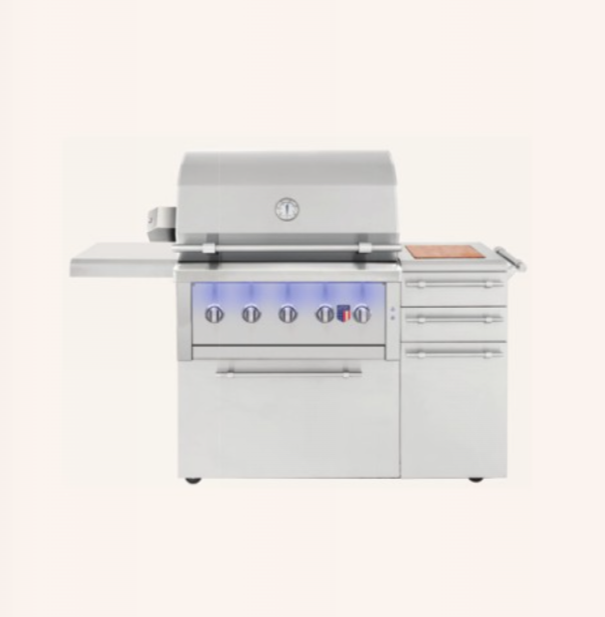 American Made Grills Freestanding Ovation 36-Inch Hybrid Gas / Charcoal / Wood Grill