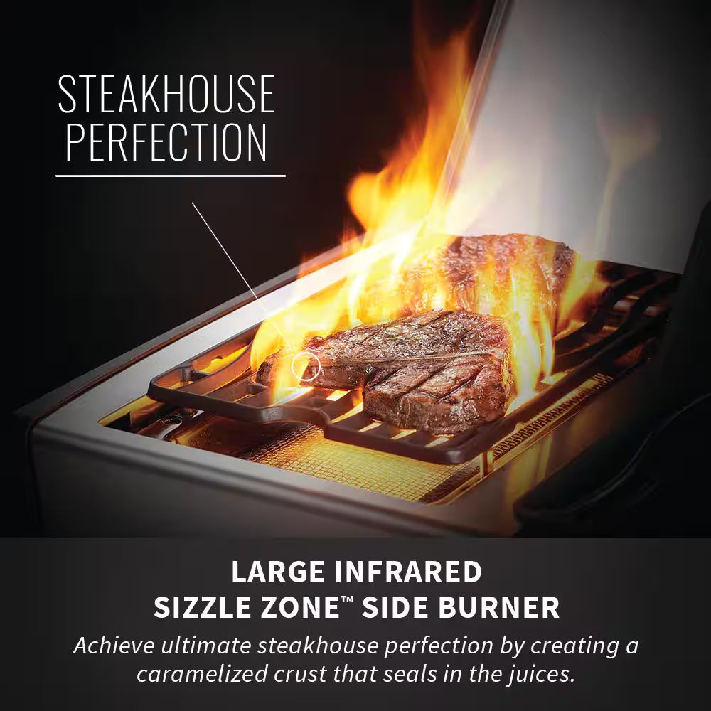 Rogue 3-Burner Natural Gas Grill with Infrared Rear and Side Burners in Stainless Steel