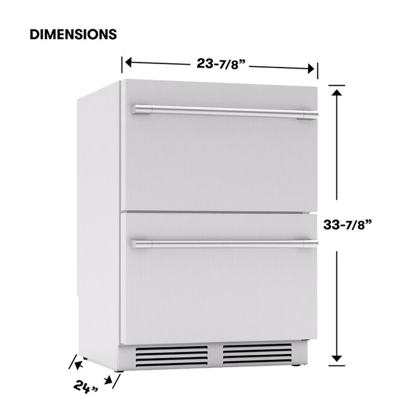 Presrv Dual Zone Outdoor 24-In 2 -Drawer Built-In Drawer Refrigerator ( Stainless Steel )