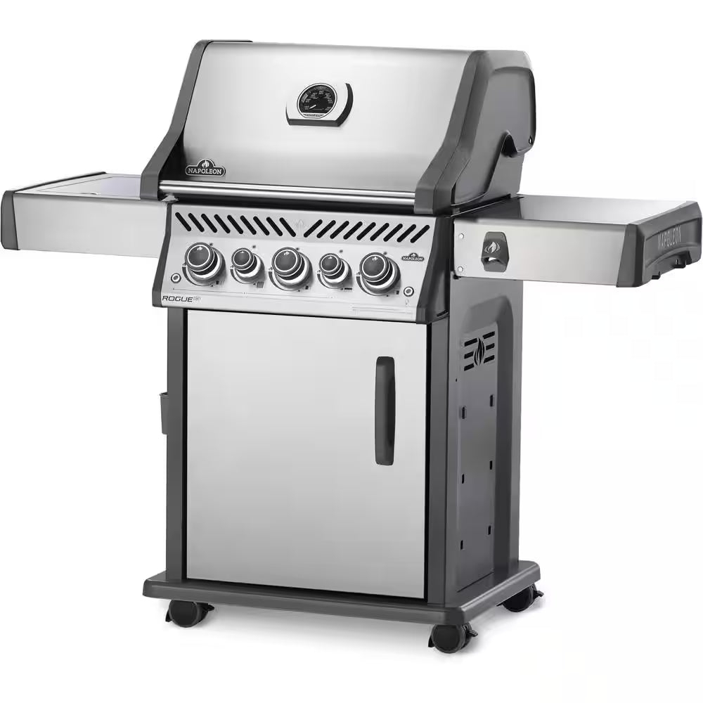 Rogue 3-Burner Natural Gas Grill with Infrared Rear and Side Burners in Stainless Steel