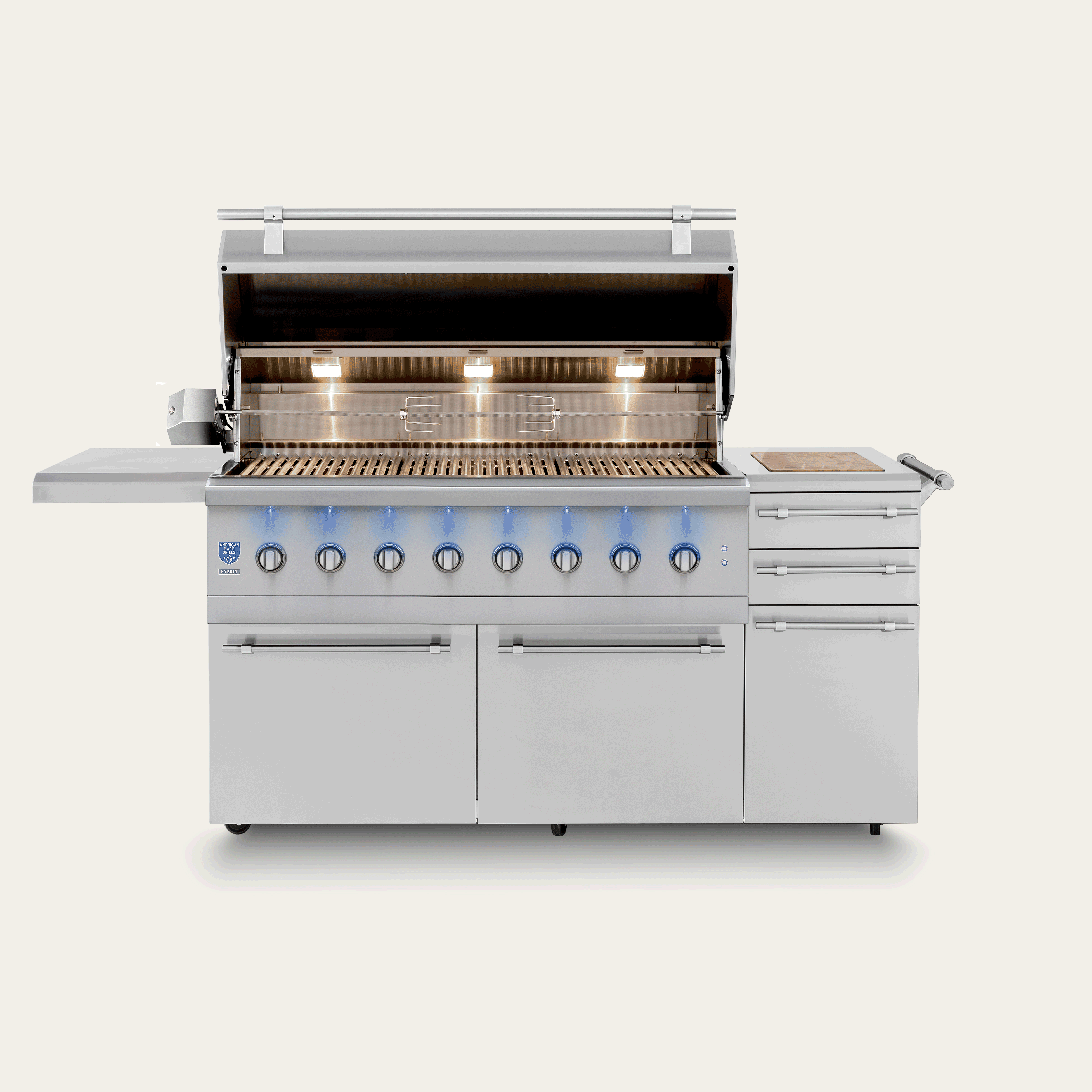 American Made Grills Freestanding Encore 54-Inch Hybrid Gas / Charcoal / Wood Grill