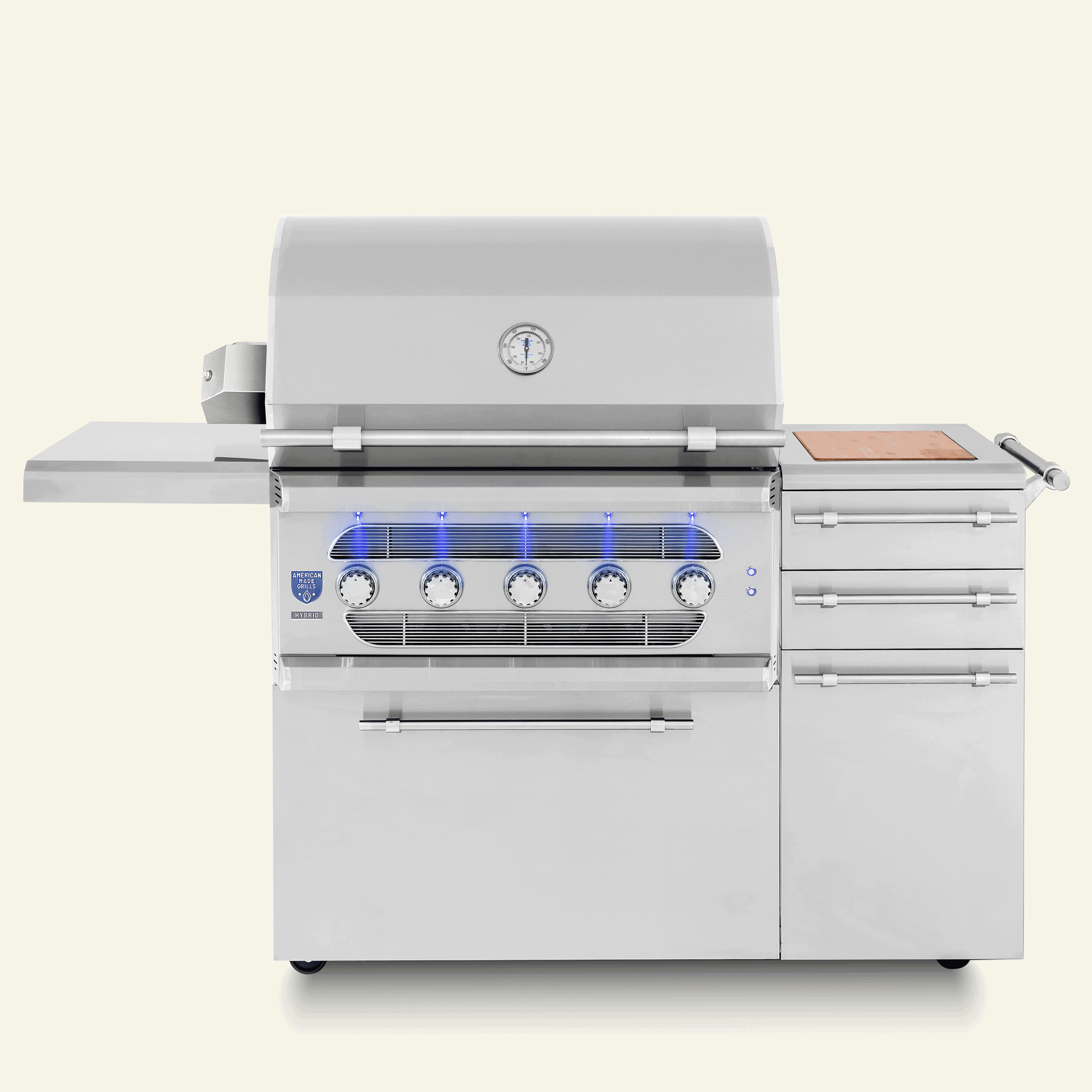 American Made Grills Freestanding Muscle 36-Inch Hybrid Gas / Charcoal / Wood Grill