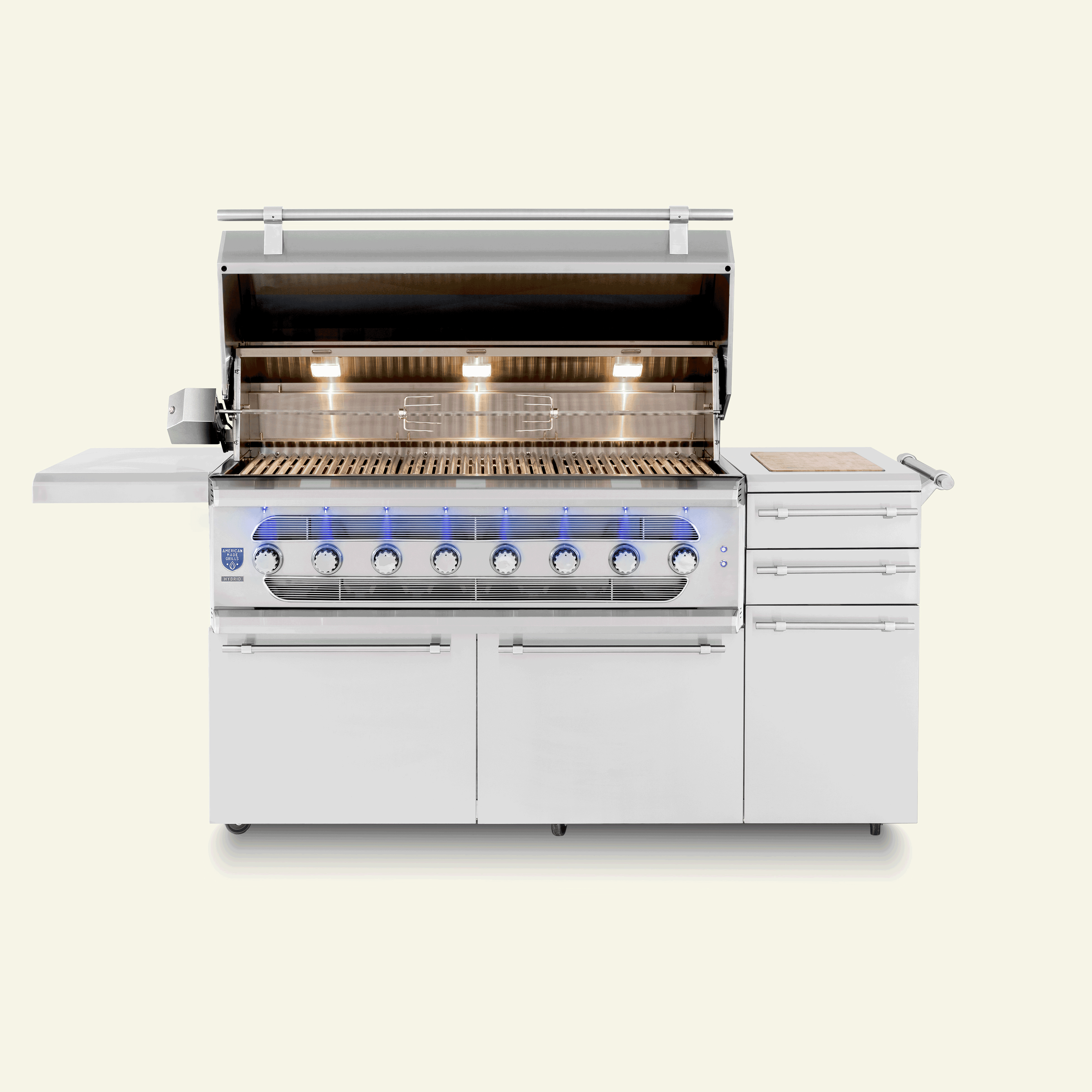 American Made Grills Freestanding Muscle 54-Inch Hybrid Gas / Charcoal / Wood Grill