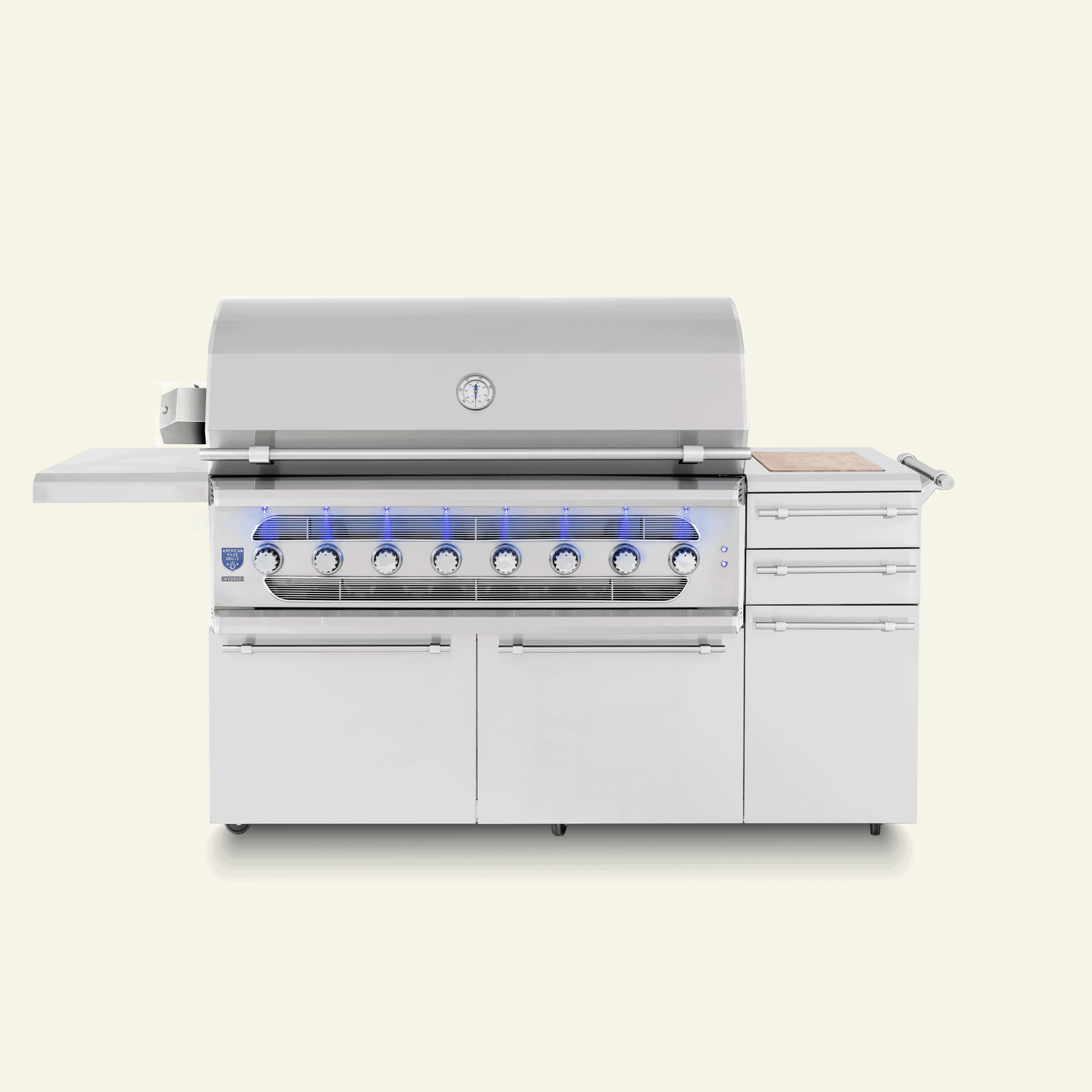 American Made Grills Freestanding Muscle 54-Inch Hybrid Gas / Charcoal / Wood Grill